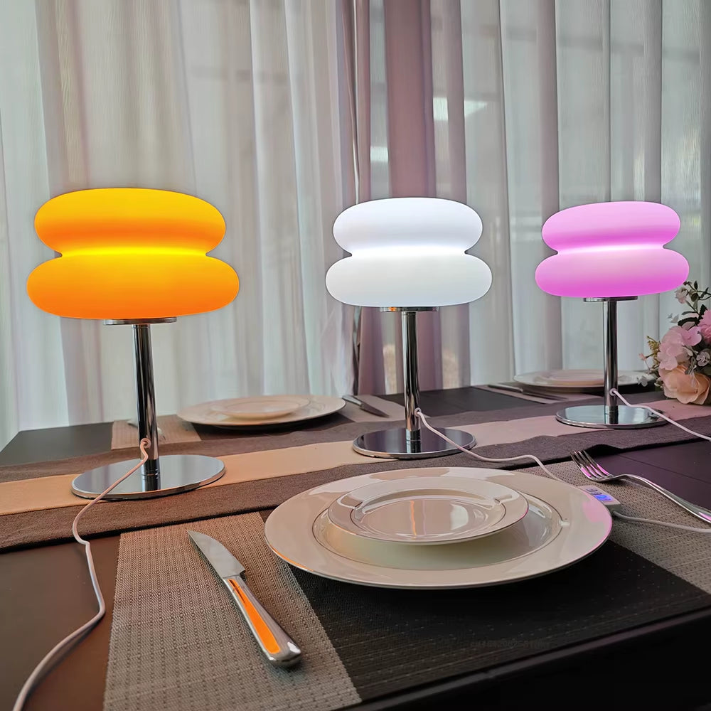 Bauhaus Retro Table Lamp Plastic Lamps Bedroom Bedside Living Room Nordic Mushroom Lamp 9-Level Brightness Dimming Ambient Light