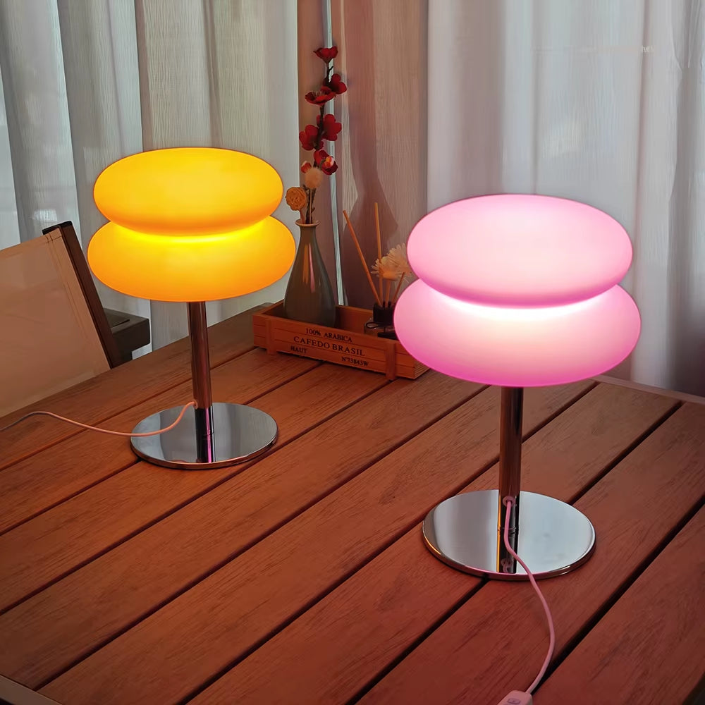 Bauhaus Retro Table Lamp Plastic Lamps Bedroom Bedside Living Room Nordic Mushroom Lamp 9-Level Brightness Dimming Ambient Light